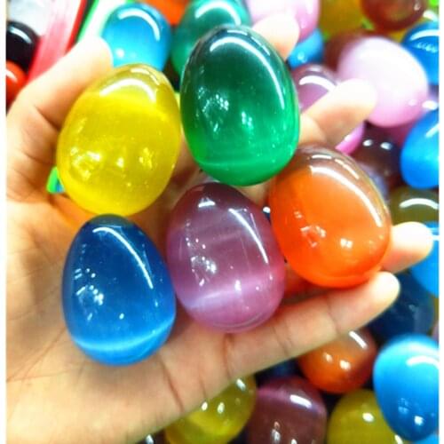 1pcs Natural Beautiful Quartz Crystal Yellow Cat Eye Stone Egg Decoration Healing