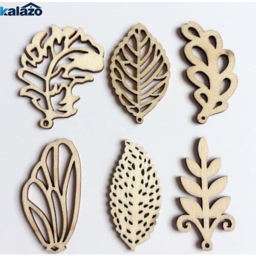 10pcs mixed leaf Natural wooden Pendant Embellishments Scrapbooking DIY Carft supplies party decorations Graffiti Buttons