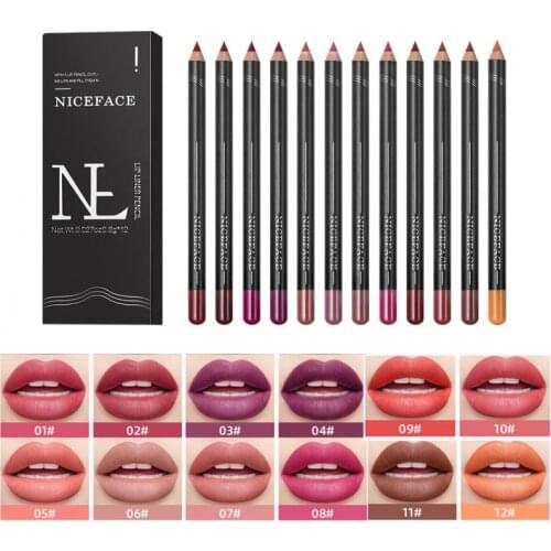 12pcs Lip Liner Pencil Set Matte Velvet Lip Pencil Lipstick Pencil Long Lasting Lips Makeup Combo Cosmetics TSLM1