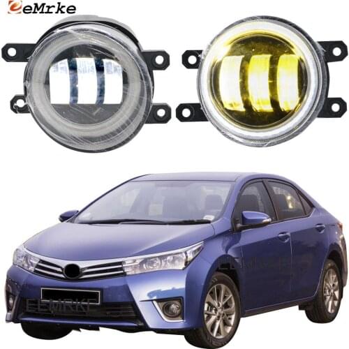 2-Pcs Led Angel Eye DRL for Toyota Corolla E170 2014 2015 2016 2017 2018 2019 2020 Fog Lights Lamp Lens Daylight Foglight