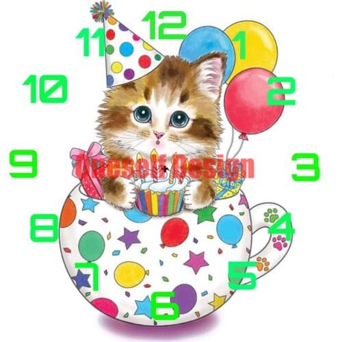 2021 new style cat 5d diamond embroidery full set diamond embroidery sale clock diy frame wall sticker diamond mosaic sale cat
