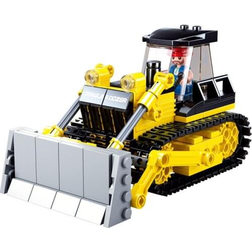 231pcs Sluban Building Blocks 0802 Construction Machinery Bulldozer Forklift Assembly Model Boy Toy Gifts