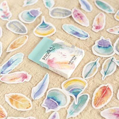 45Pcs/Set Beautiful Feather Mini Paper Sticker Decoration DIY Scrapbooking Craft Sticker Label