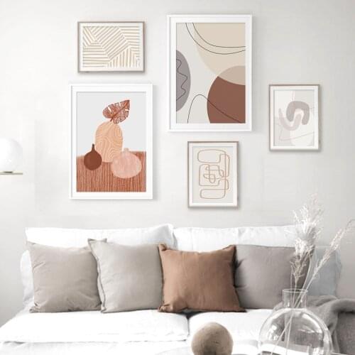 Abstract Geometric Shapes Bohemian Style Canvas Paintings Poster and Print Wall Art Pictures for Living Room Bedroom Home Decor