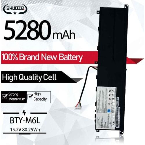SHUOZB BTY-M6L Laptop Battery For MSI 8RF GS65 PS42 8RB PS63 PS63 8RC 8RE 8RB 8RC 8RF MS-16Q3 15.2V 5280mAh 80.25Wh