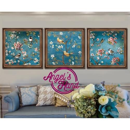 5D diy diamond embroidery "birds"full square drill diamond painting flowers Cross Stitch Rhinestone mosaic home decoration 3pcs