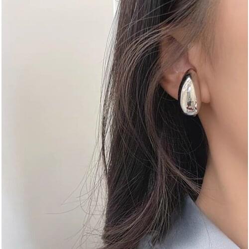WTLTC Shiny Big Water drop Ear Clip Earrings for Women Statement No Pierced Earrings 2020 High Quality Large Cuff Earrings Femme