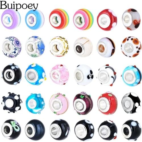 Buipoey New Ceramics Murano Glass Beaded Charm Fit Fine Bracelet & Necklace For Women Diy Fashion Jewelry Accessory Beads
