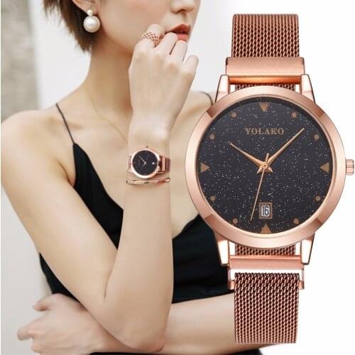 Women Magnetic Starry Sky Watch with Calendar Luxury Ladies Quartz Watch Gift Clock Relogio Feminino