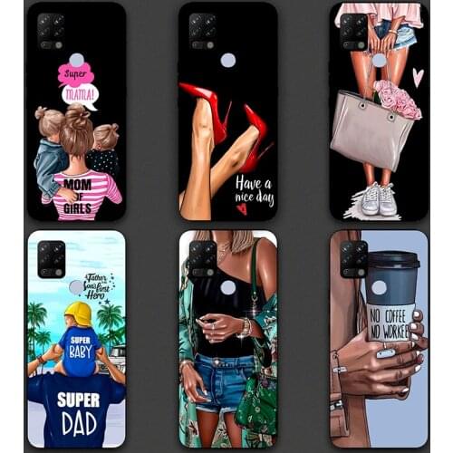 Phone Case For Tecno Pova 6.8 inch Silicone Soft TPU Fashion Tiger Lion Super Mom and Dad Pattern Painted Protective Case Cover