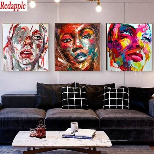 DIY Diamond Embroidery abstract women face Cross Stitch 5D Diamond mosaic African female diamond painting Resin 3 pcs Home gift