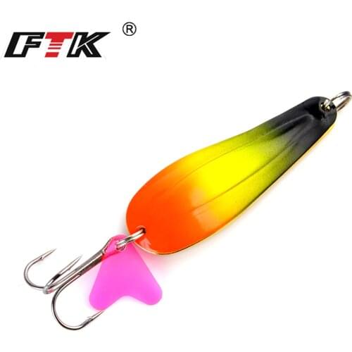 FTK 1pc Metal Fishing Spinner Lure 24g/28g/35g Hard Baits Spoon With Treble Hook Double Sequins Paillette Wobbler Pesca Tackle