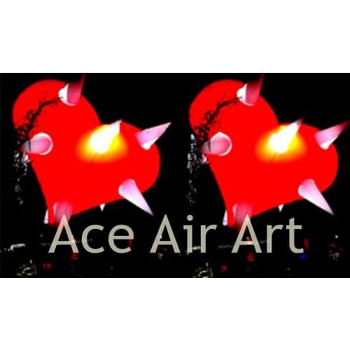 Giant Lighting Inflatable Red Heart Balloon with Cone for Valentines Decorations
