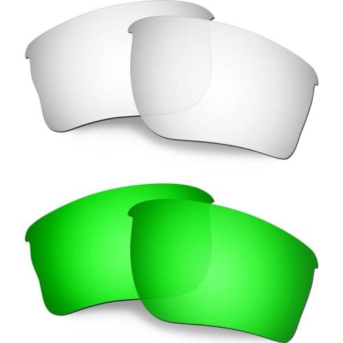 HKUCO Polarized Replacement Lenses For Quarter Jacket Sunglasses Silver/Green 2 Pairs