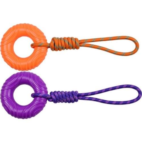 Pet Dog Cat Molar Teeth Cleaning Toys Elastic Nylon Rope Pull Ring Bite Resistant Pet Products for Small Large Dogs