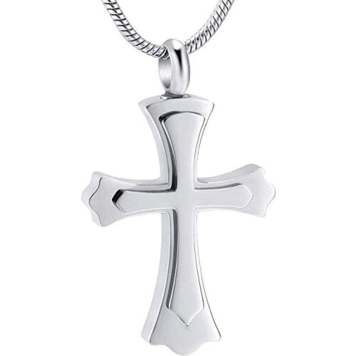 JJ002 Stainless Steel Cross Keepsake Jewelry For Ashes - Engravable Memorial Urn Necklace To Hold Cremation Ashes /Filling Kits