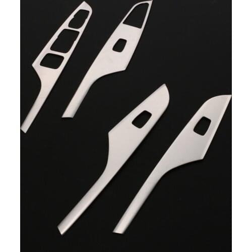 JY 4PCS SUS304 Stainless Steel Window Lift Control Panel Cover Trim Car Styling Accessories For HYUNDAI KONA 2018