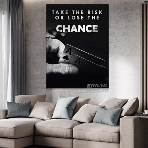 Canvas Hd Prints Pictures Wall Artwork Poker Painting Home Decoration Modular Take The Risk Game Poster For Living Room Frame