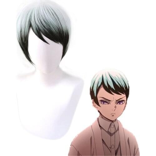 Kimetsu No Yaiba Yushirou Cosplay Wig Blade of Demon Slayer 3 Layers Colors Short Halloween Anime Wigs