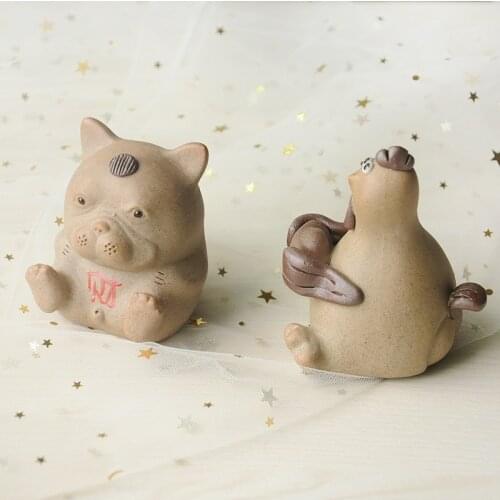 Chinese style 12 Zodiac creative tea pet handmade ceramic cute decoration boutique animal fun play water spray doll tea set