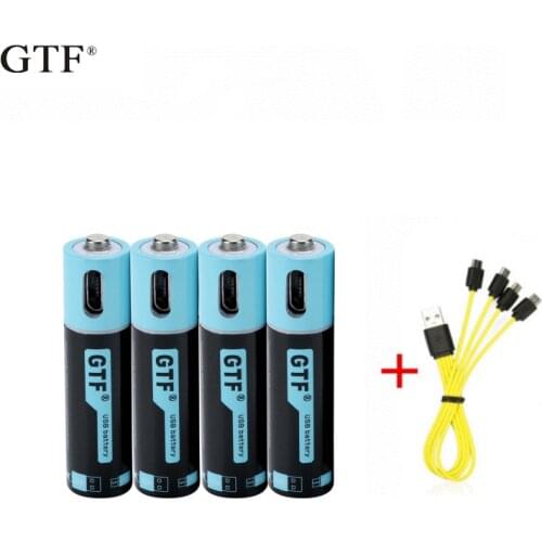 GTF 100% capacity 1.5V 450mAh AAA li-ion Battery 675mwh li-polymer with USB rechargeable lithium usb battery + USB cable
