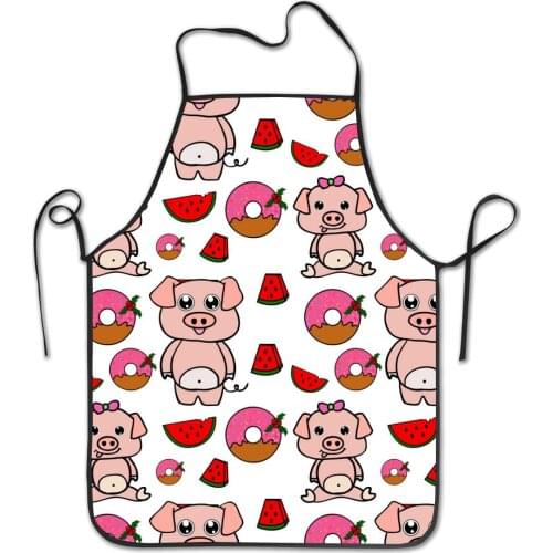A Pig and Food Cooking Kitchen Baking Gardening Haircut Cute Apron Funny Bib Aprons for Women Men Chef