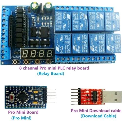 8ch DC 12V Pro mini Relay Shield Module PLC Board for Arduino UNO MEGE2560 Delay Self-locking Interlock Timer Switch