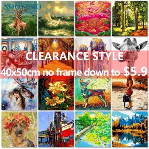 SDOYUNO Clearance style Paint By Numbers Scenery Oil Painting By Numbers On Canvas 40x50cm Frameless DIY Home Decor Wall Art
