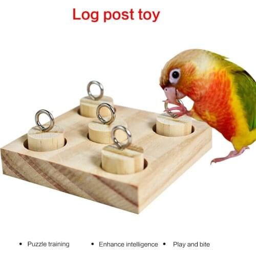 New Parrot Bird Educational Toy Wooden Ferrule Insert Post Puzzle Color Plug Cylindrical Building Block DIY Jack Round Jack Ball