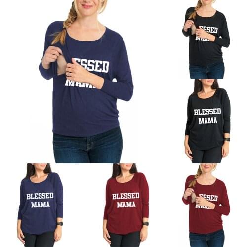 New Spring Long Sleeve Pregnancy Maternity T-shirt BreastFeeding Letter Print Tops For Pregnant Women Nursing Tops T-shirt D30