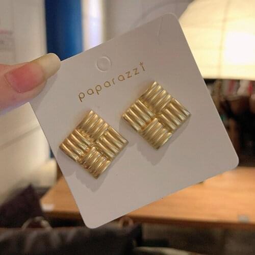 Origin Summer Vintage Geometrical Square Dangle Earring for Women Textured Gold Color Metallic Earring Jewelry Pendientes