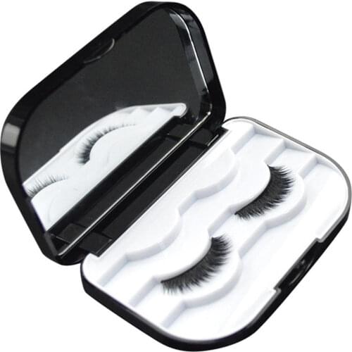 1pc Plastic Makeup False Eyelashes Travel Lashes Holder Case Container Storage Organizer Box Makeup Cosmetic With Mirror