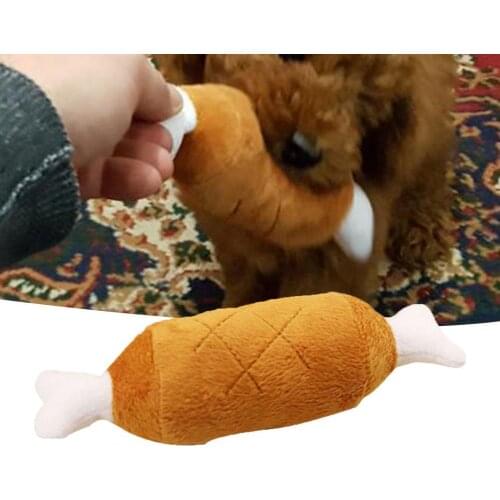 Plush Toy Funny Squeaky Drumstick Shape Durable Squeaky Toy Drumstick Shape Pet Toy Small Soft Plush Toy Clean the Teeth Supply