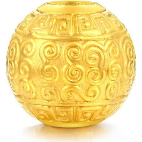Fine Pure 24Kt Yellow Gold Pendant Women Men Auspicious Clouds Figure Bead Pendant