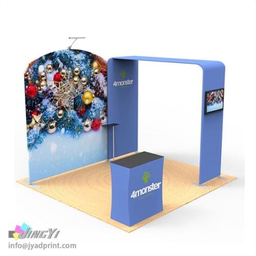 Custom Print 3X3M Tension fabric exhibition booth, customize 10X10ft Aluminum portable tension fabric display trade show booth