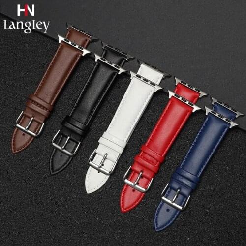 Genuine Leather Band Loop Strap For Apple Watch 4 3 2 1 38mm 40mm Men Leather WatchBand for iwatch 5 6 SE 44mm 42mm Bracelet New
