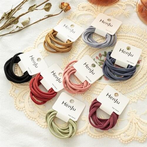 CYGJFC 6 pcs Woman Girls Solid Nylon Elastic Hairband Women Rubber Band Ponytail Holder Hair Ties Gum Scrunchie Hair Accessories
