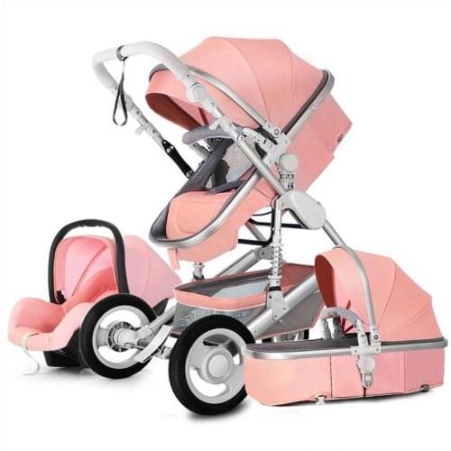 High Landscape Stroller Can Sit and Lie Down, Two-way Four-wheel Shock Absorber, Folding Newborn Baby Multi-function Two In One