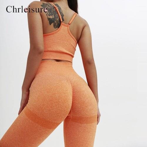 Fitness Tracksuit Women Knitted Seamless Push Up Bra+legging Two Piece Set Tight Women Outfit