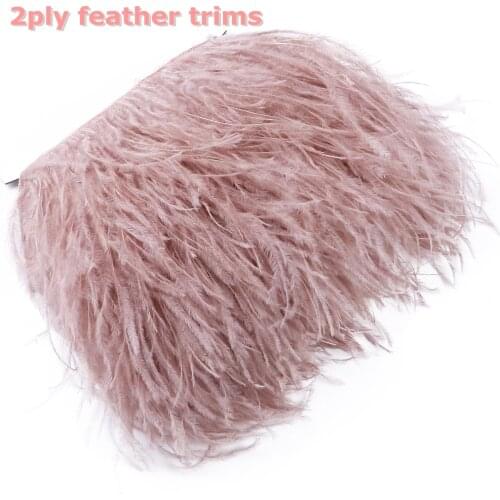 Super Leather pink Ostrich Feather Trim Ribbon 100% Ostrich Feather Trimming 15-20cm/6-8 inch Wedding Feather Dress Decoration