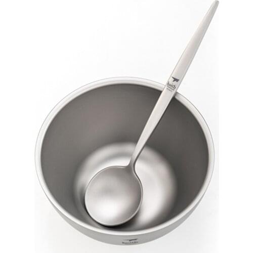 Keith Soupspoon Long Handle Titanium Spoon Outdoor Cutlery for Picnic Camping Pure Titanium Dinnerware Loading Food Ti5205