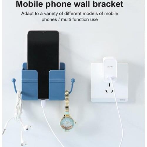 Punch Free Wall Mounted Organizer Storage Box Remote Control Mounted Mobile Phone Plug Wall Holder Charging Multifunction hook
