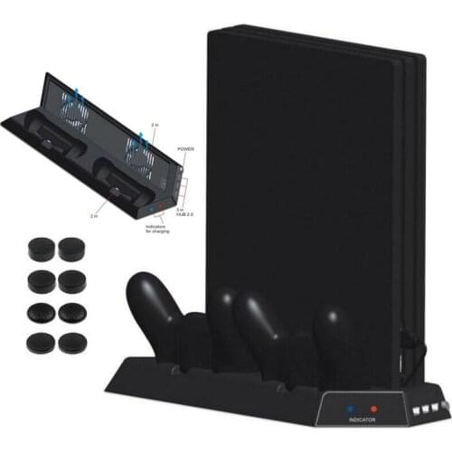 PS4 PRO Fan Vertical Stand Cooling Heat Sink Dual Controller Charging Dock Station For Playstation 4 Pro Console Cooler 3 HUB