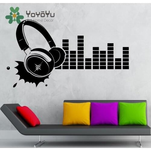 Vinyl Decal Wall Sticker Headphones Sound Music Nightclub Party Abstract Modern Decor Wall Mural Fashion Home Wall Poster NY-96