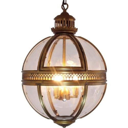 Vintage Loft Globe Pendant Lights Wrought Iron Glass Shade Round Lamp Kitchen Dinning Bar Table Luminaire Fixture Hanging Lamps