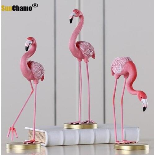 High Quality Large Size Pink Flamingo Desktop Figure Lovely Home Decoration Gift for Girls Flamingo Mini Sculpture Statue