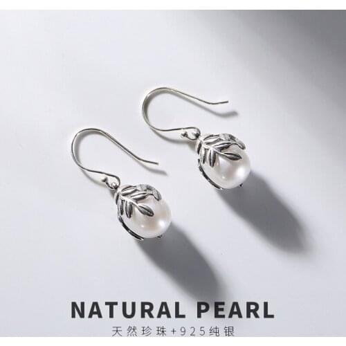 Pearl Earrings For Women Elegant Natural Water Drop Leaf Pearl 100% 925 Sterling Silver Earrings Fine Jewelry For Wholesale