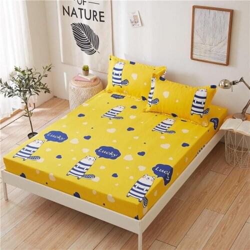 1pc 100% polyester Cartoon printed fitted sheet with elastic brand mattress cover single/double size fitted sheet(No pillowcase)