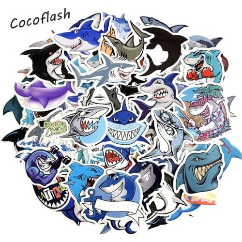 10/50Pcs/set Marine Animal Shark Cartoon Stickers Super Saiyan Goku For Snowboard Luggage Fridge Laptop Motorcycle DIY Toy