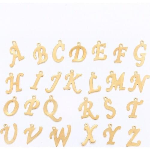 PandaHall 10set Letter A~Z 13.5~18x4.5~15x1mm Metal Golden Plated 304 Stainless Steel Pendant for Bracelets Earrings Jewelry DIY
